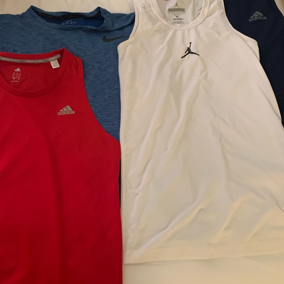 Lot of 4 Men’s Large Tanks Nike Dri Fit Jordan Adidas - Picture 1 of 9
